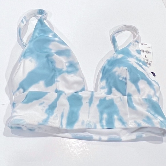 MSRP $48 Bar III Womens Spiraling Long-Line Bikini Top Aqua Size S - Picture 7 of 12